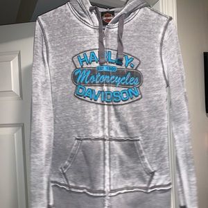 Distressed Harley Davidson Zip-Up